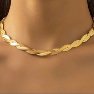 Braided Herringbone Necklace,Classic Double Braided Necklace